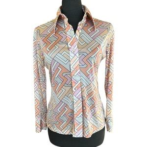 KOKOBAY BY ECCOBAY VINTAGE BUTTON DOWN SHIRT PUCCI-ESQUE PRINT SMALL